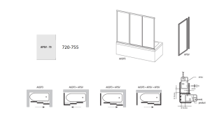 Боковая часть Ravak Supernova APSV-75 95030102ZG Grape профиль белый